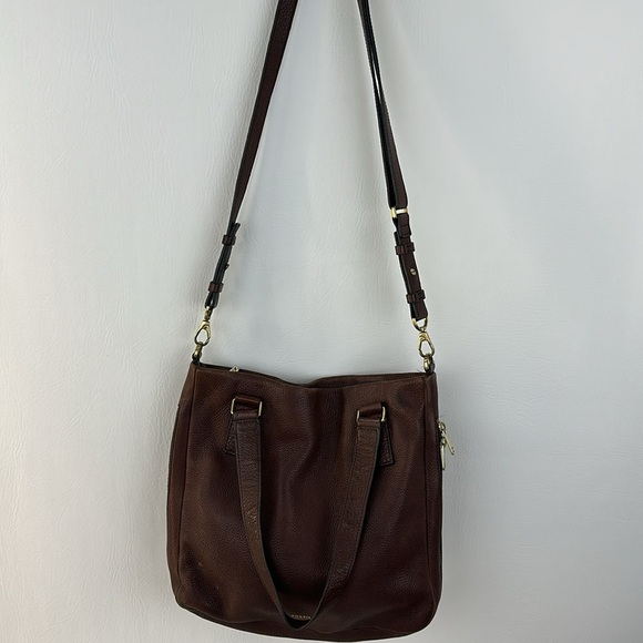 Fossil Brown Pebbled Leather Shoulder Bag - Picture 2 of 11